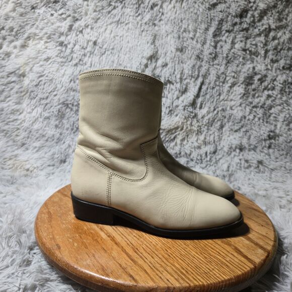 Zara Boots Women Size 5.5-6 EU 36 Leather Cream Ivory  Western Cowboy Ankle Boot - Picture 12 of 12